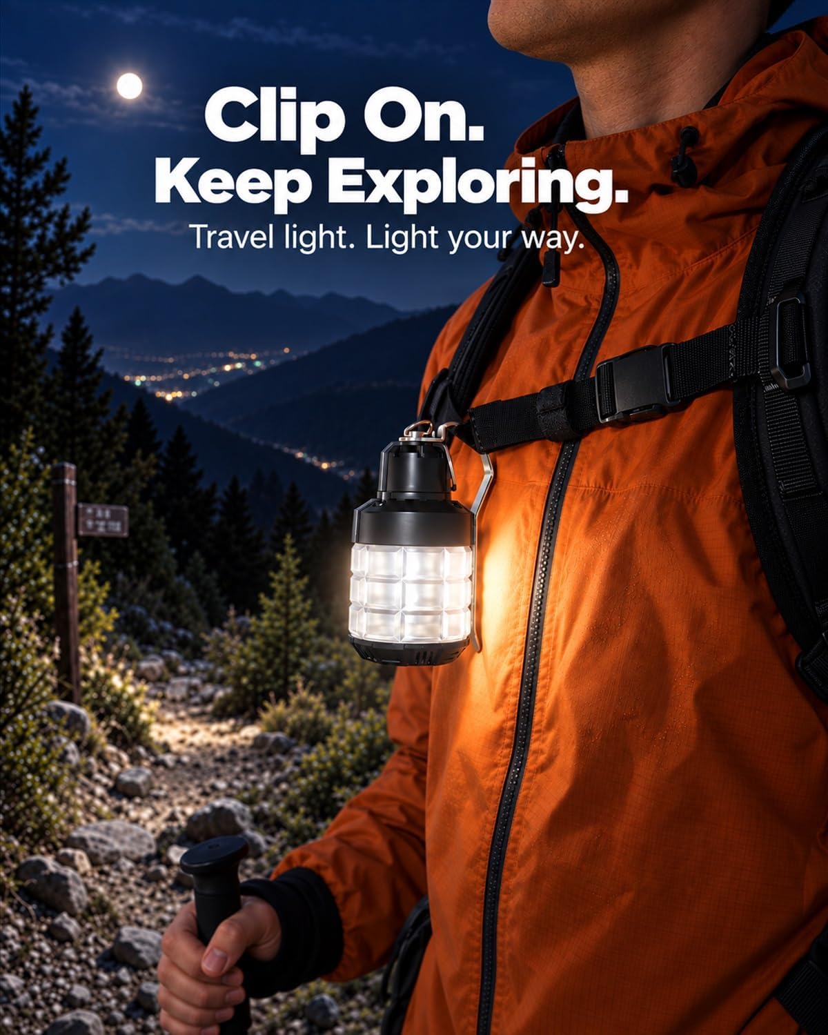 Lámpara Linterna de camping recargable, luz LED portátil para acampar