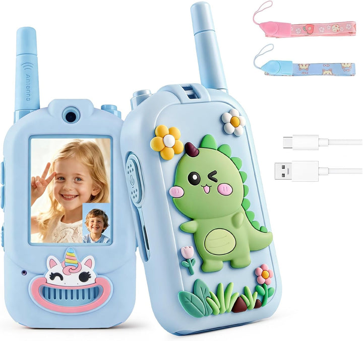 Walkie Talkies de video para niños, paquete de 2 cajas de regalo re...