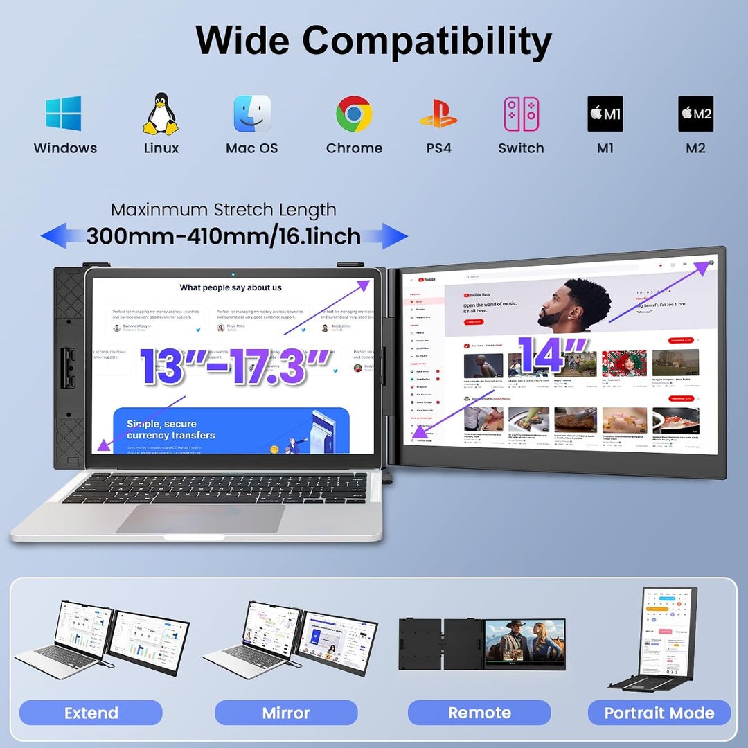 Extensor de pantalla para laptop, monitor portátil FHD 1080P IPS de...