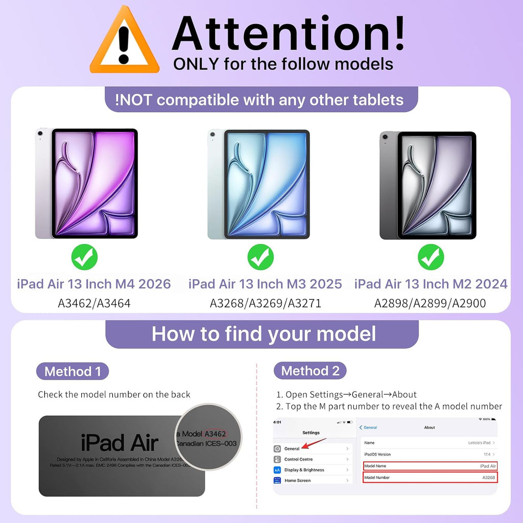 MoKo Funda completa para iPad Air de 13 pulgadas (M4/M3/M2) con pantalla