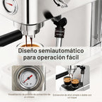 MEGAWISE Máquina de café expreso de 20 bares | Cafetera compacta de acero inoxidable con espumador de leche de vapor, tanque extraíble | Máquina de café con leche de capuchino para el hogar, color