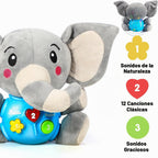 STEAM Life Peluche Musical Elefante con Luces, Bebés 0-36 Meses, Gris