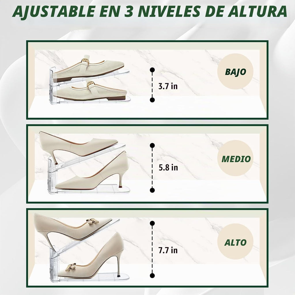 Organizador de ranuras para zapatos para armario, paquete de 30 unidades, apilador de zapatos, organizador para armario, ahorro de espacio, organizador de zapatos (transparente)