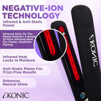 IKonic Alisador y rizador de pelo de cerámica 100% turmalina, Negro