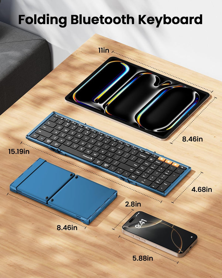 ProtoArc XK01 - Teclado Bluetooth plegable, teclado inalámbrico por...