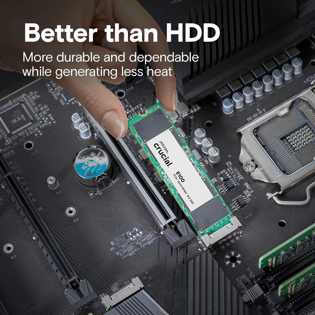 Crucial E100 2TB M.2 NVMe PCIe Gen4 SSD interno, hasta 5.000MB\/s,...