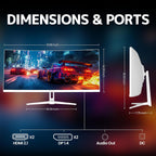 CRUA - Monitor curvo ultraancho WQHD de 34 pulgadas para juegos de...