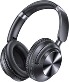 TAGRY Auriculares híbridos con cancelación activa de ruido, 100 horas de reproducción, inalámbricos, sobre la oreja, Bluetooth con carga rápida, audio de alta resolución