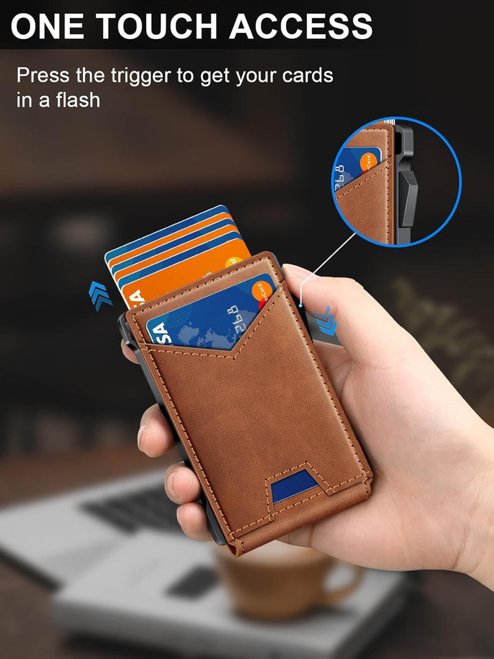 Cartera para hombres RFID con 2 ventanas de identificación y clip p...