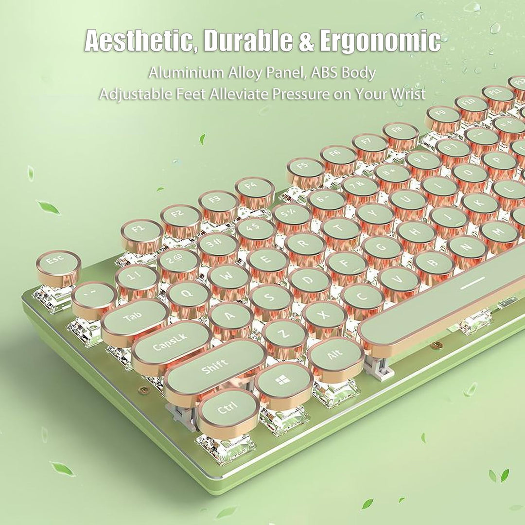 TISHLED Teclado mecánico estilo máquina de escribir para juegos con...