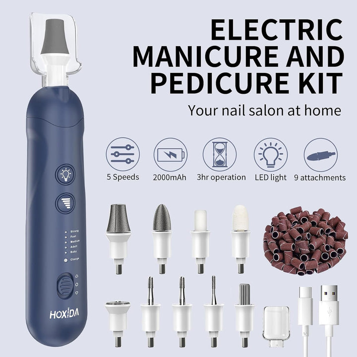 Juego de limas de uñas eléctricas inalámbricas, herramientas de ped...