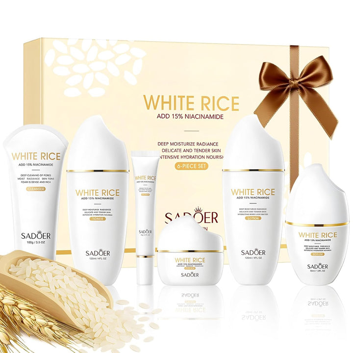 FOR SADOER Rice Niacinamide Skincare Set \u2013 Kit de 6 piezas de...
