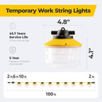 Cadena de luz LED de construcción de 3 puntas de 100 pies con