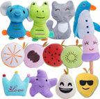 HDMOTU Paquete de 26 juguetes chirriantes suaves para perros pequeños y medianos, juguetes chirriantes favoritos lindos y cómodos para cachorros, multicolor para cachorros