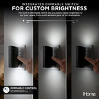 iHome Luz nocturna enchufable regulable bidireccional, brillo cálido, sensor inteligente, brillo ajustable