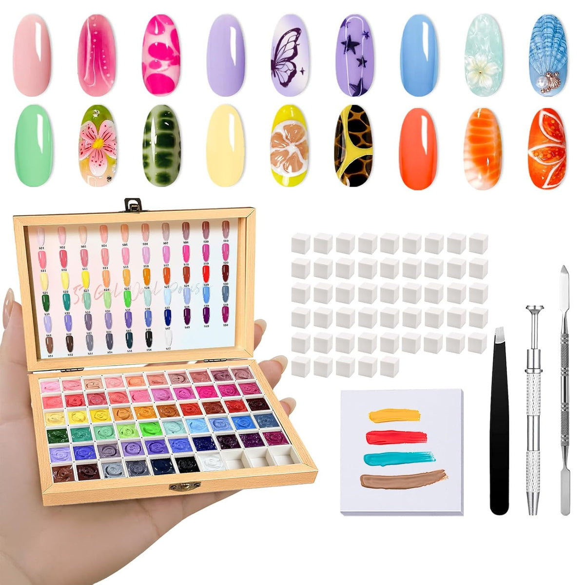 GZIXBDA Paleta de esmaltes de gel y herramientas de 57 colores | Pi...