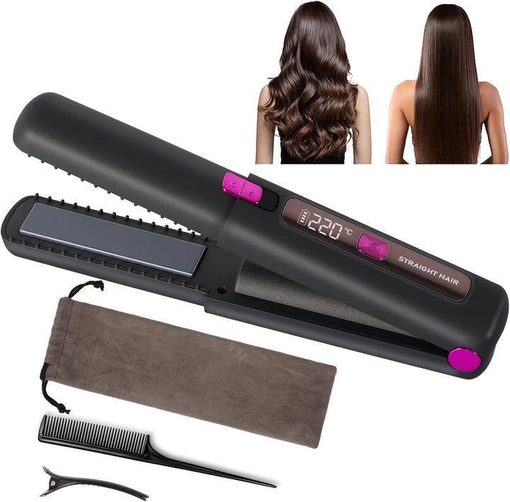 Nsyee - Plancha de pelo inalámbrica 2 en 1, con revestimiento de ce...
