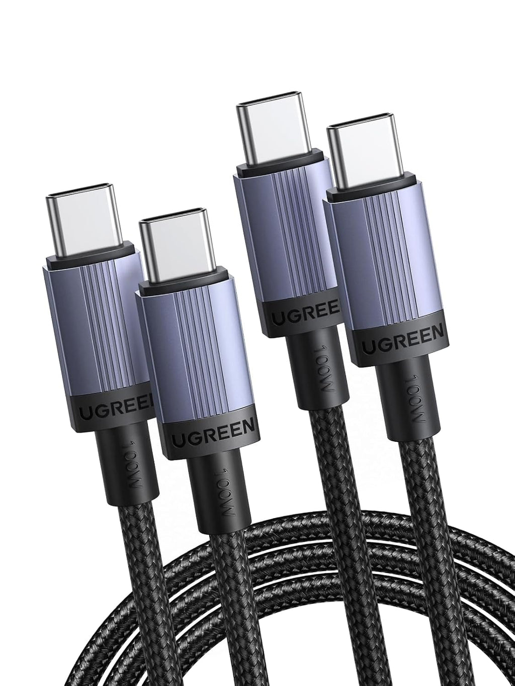UGREEN Paquete de 2 cables USB C de 100 W de carga rápida, cable tipo C USB C para iPhone 17/16/15, MacBook Pro/Air, Galaxy S25/S24/S23, iPad Pro/Air, Pixel 10/9, Switch, AirPods, 10 pies