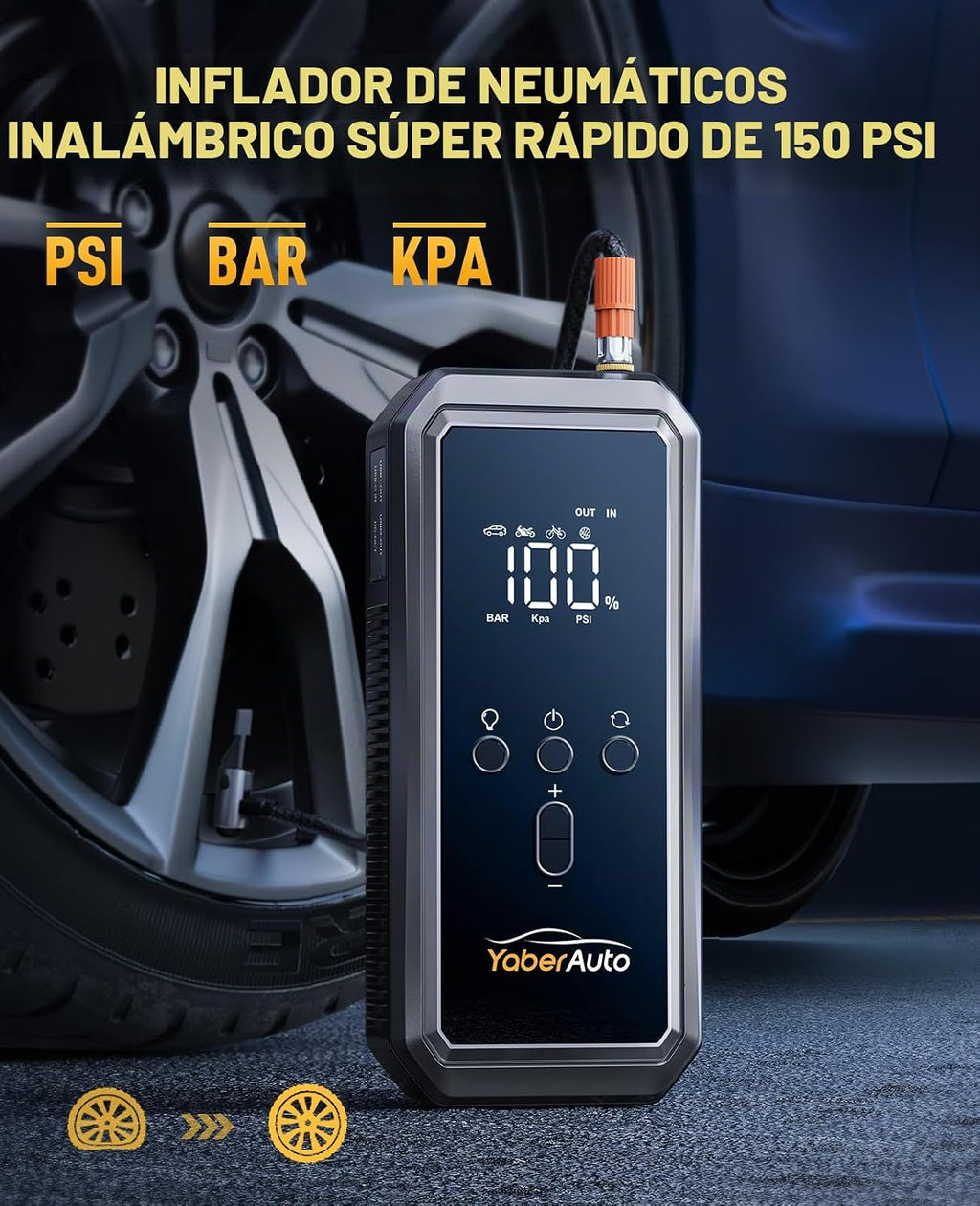YaberAuto Arrancador 11 en 1 6000A 150PSI con compresor de aire 80Wh 160wDC