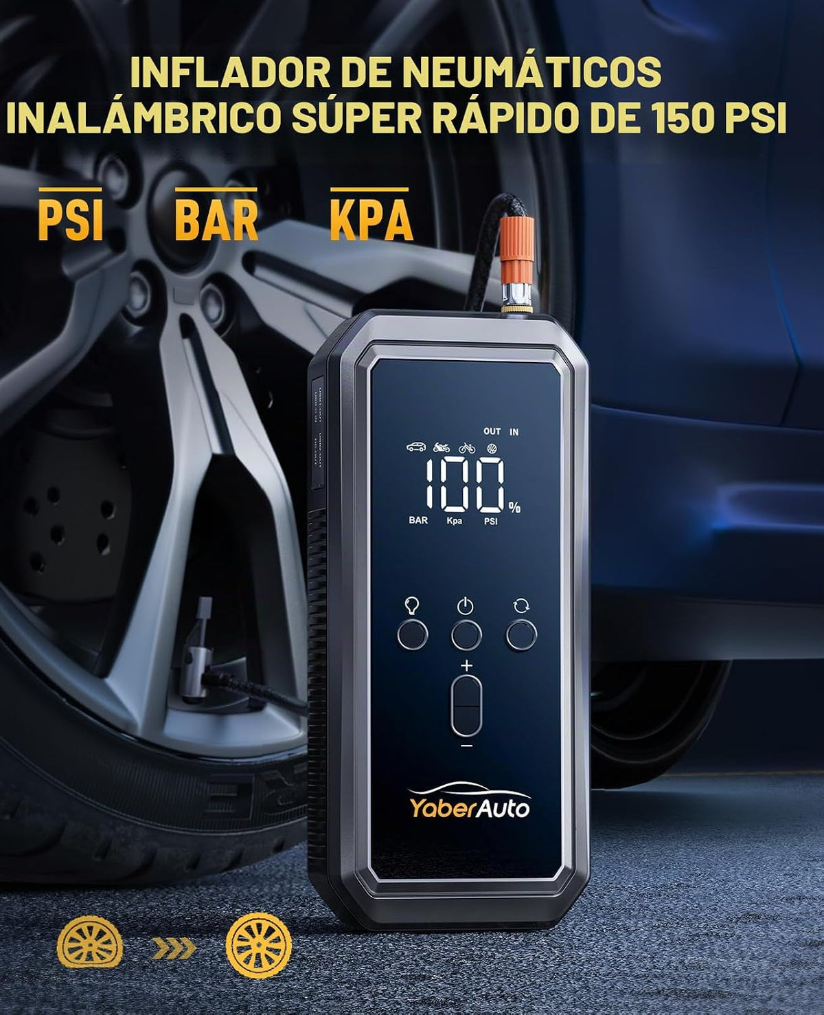 YaberAuto Arrancador 11 en 1 6000A 150PSI con compresor de aire 80Wh 160wDC