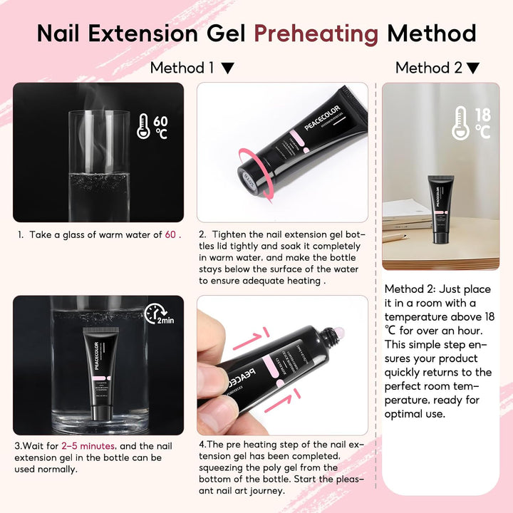 PEACECOLOR Kit de Iniciación de Gel Poly para Uñas de 24 Piezas con...