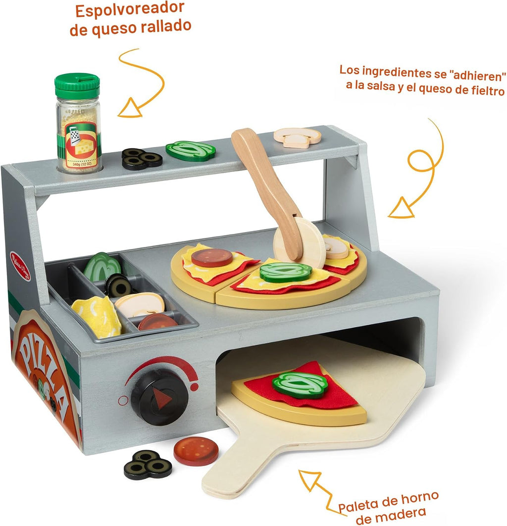 Melissa & Doug Top & Bake Wooden Pizza Counter Pretend Play Set