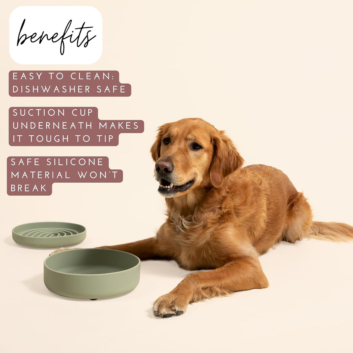 ¿Deberíamos Ir? Cuenco de agua para perros - El plato perfecto sin derrames, menos desorden, no se vuelca, cuenco de agua y comida, de silicona pura con ventosa, capacidad para 5 tazas, 19 cm de ancho