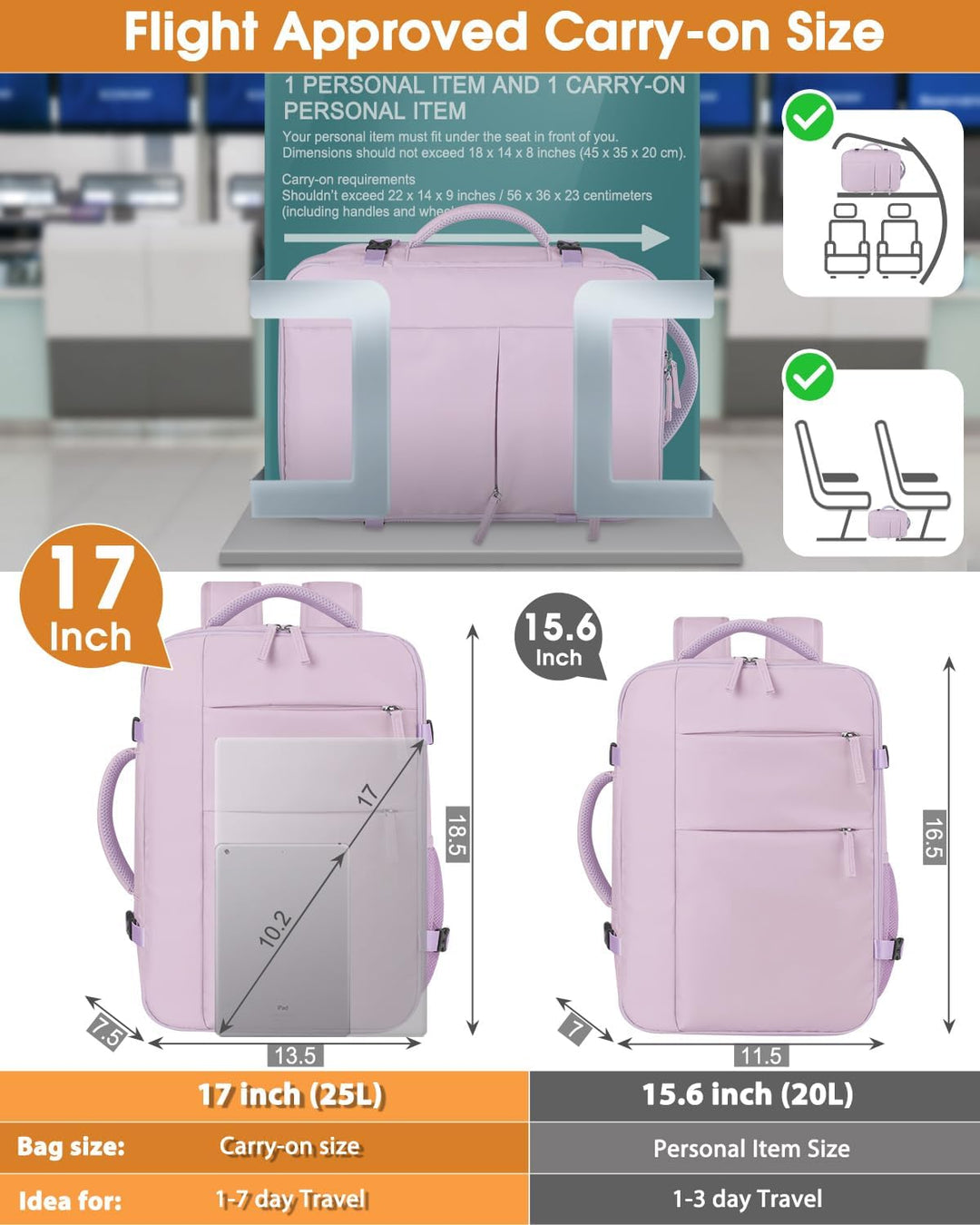 Mochila de viaje Capolo para mujeres y hombres, mochila impermeable...