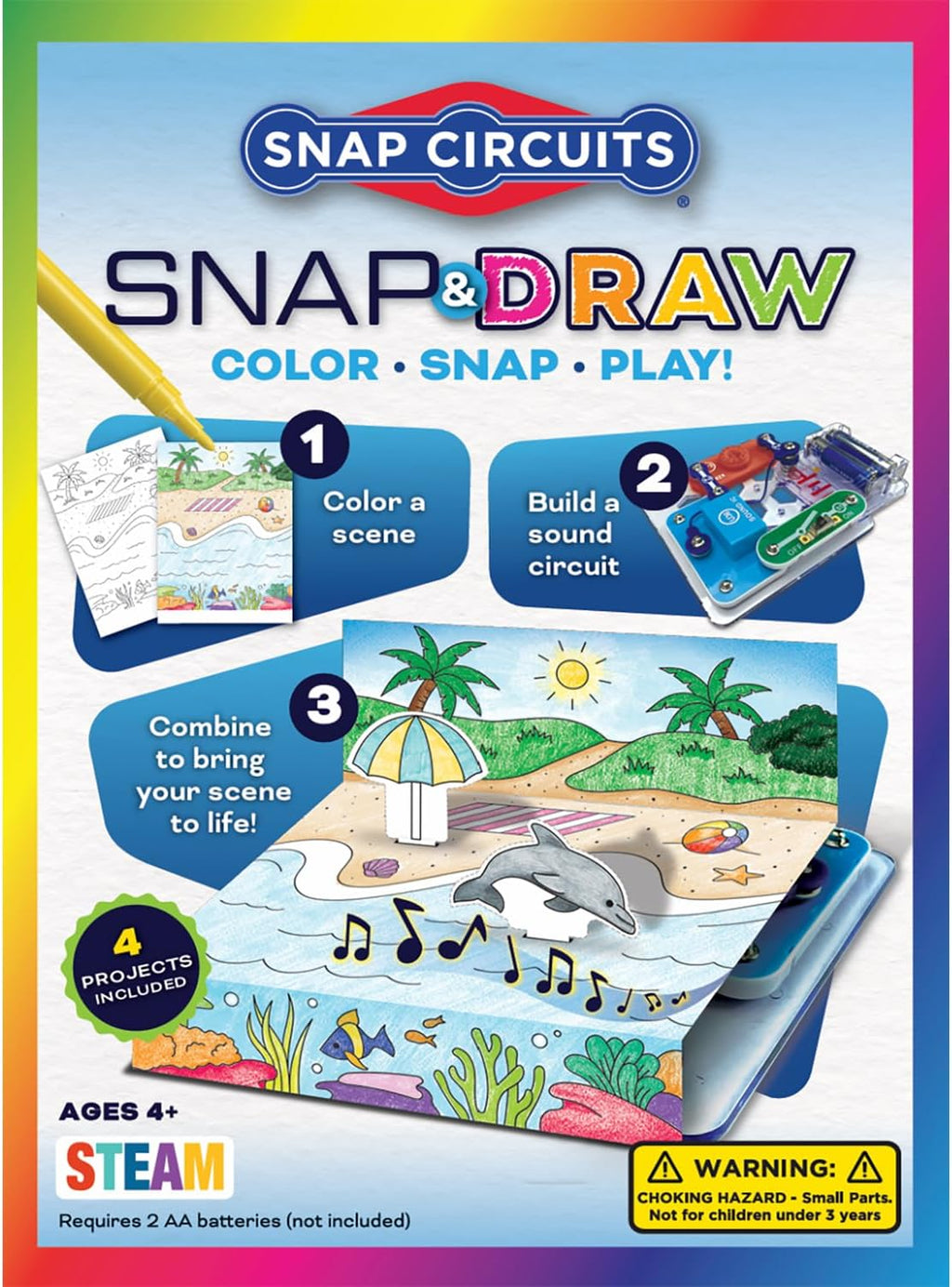 SNAP CIRCUITS Snap & Draw STEM STEAM - Juguete de arte y ciencia para niños