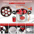 [3 en 1] Olla a presión de acero inoxidable 18/8 de 8 cuartos de galón