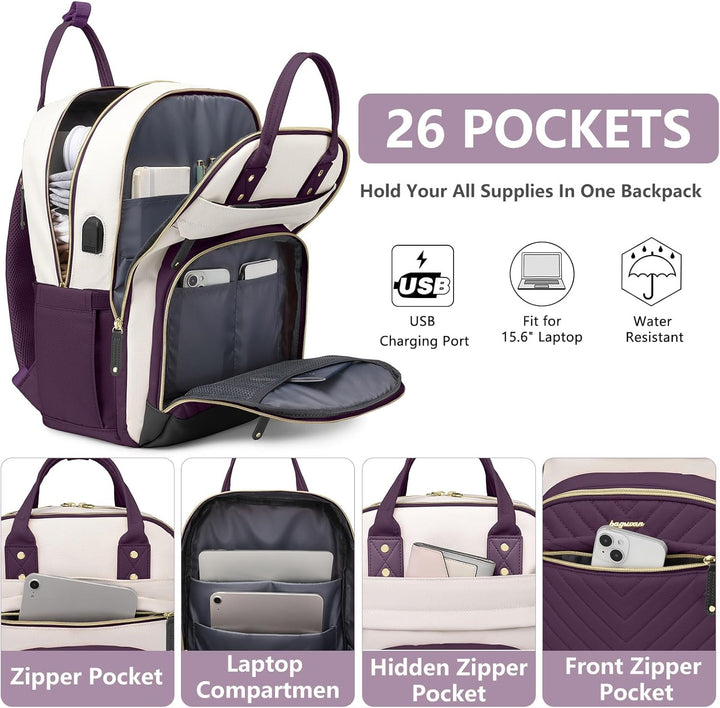 bagswan Mochila para laptop para mujer, 62-púrpura oscuro, 15,6 pul...