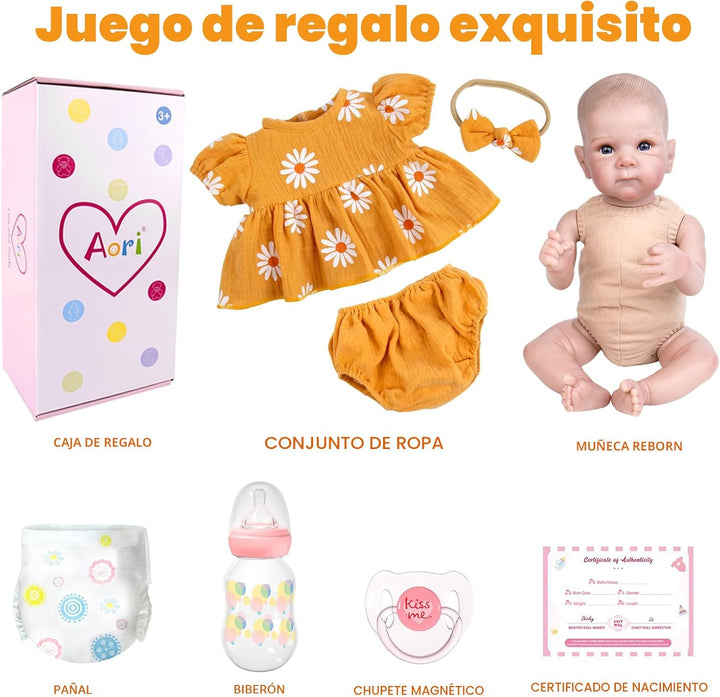 Aori Muñeca de bebé recién nacida realista para niña de 20 pulgadas...