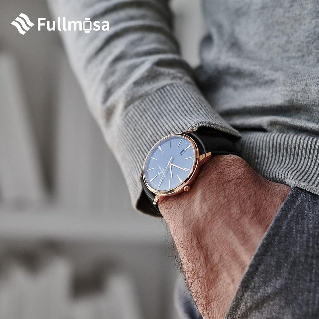 Fullmosa Correa de reloj de cuero de liberación rápida de 0.866 in, correa de reloj negra y acero inoxidable, 0.866 in, hebilla marrón+negra