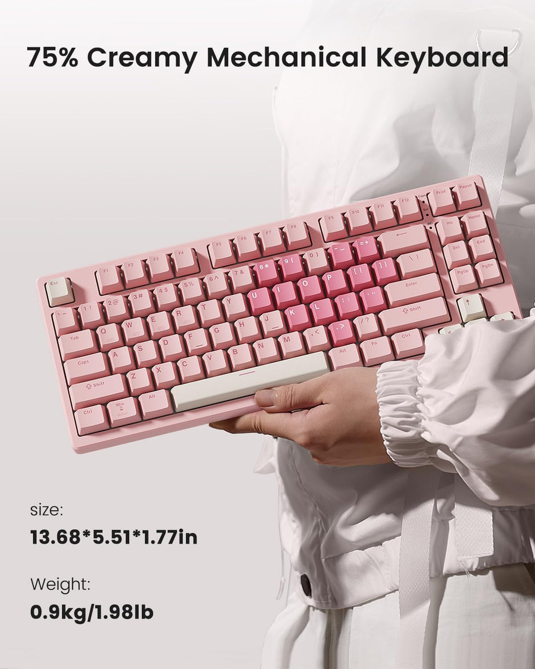 Kisnt Teclado mecánico inalámbrico KN85 para juegos, diseño del 75%...