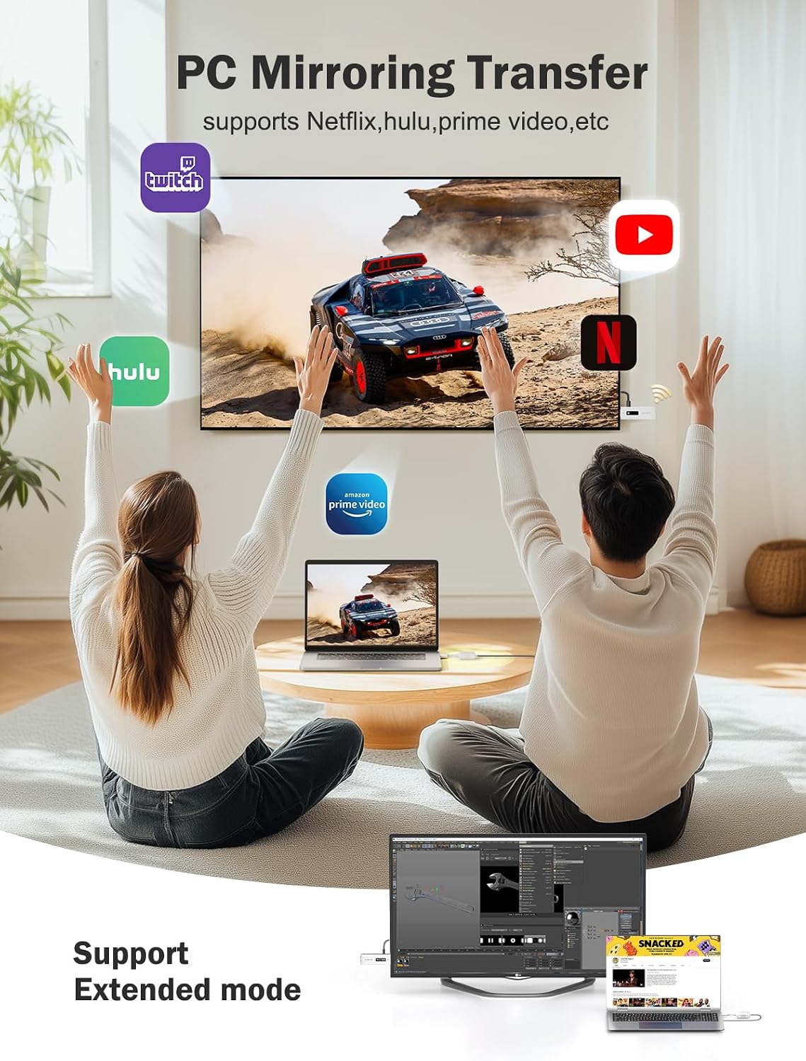 Lemorele Transmisor y receptor HDMI inalámbrico 1080P@60Hz 164FT