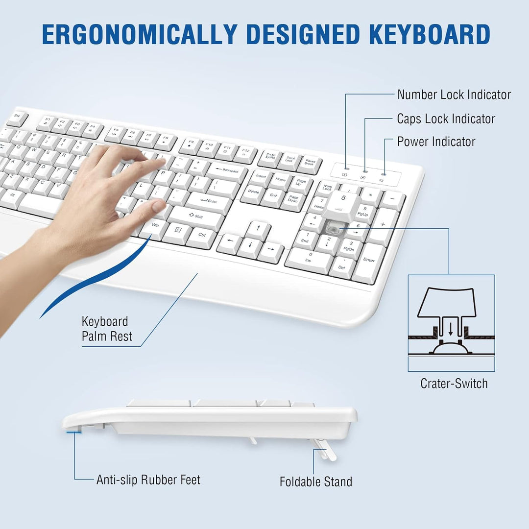EDJO - Combo de teclado y mouse inalámbricos, teclado ergonómico de...