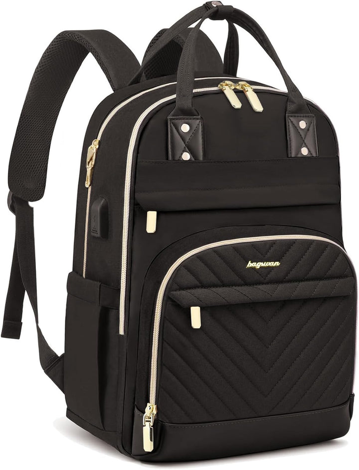 bagswan Mochila para Laptop para Mujeres Bolsa, 21-negro, 15,6 pulg.