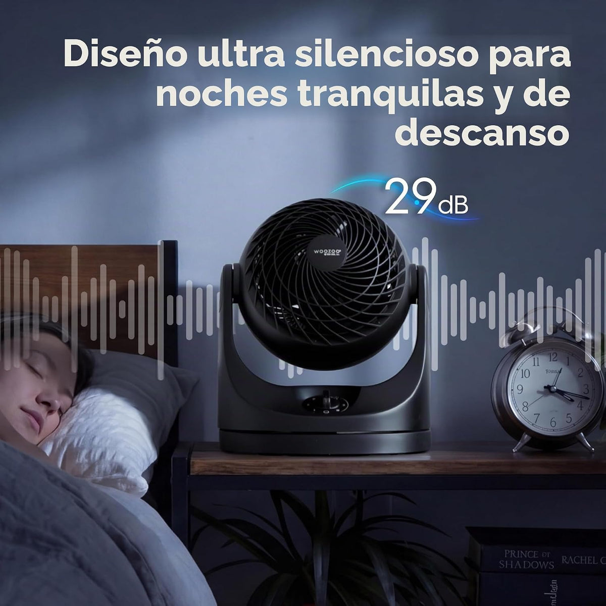 IRIS USA WOOZOO Ventilador de escritorio mediano, oscilante, inclin...