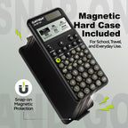 CATIGA Calculadora científica negra con pantalla HD estilo libro de texto, calculadoras científicas solares y de batería para estudiantes universitarios, secundaria e ingeniería, menú de iconos y