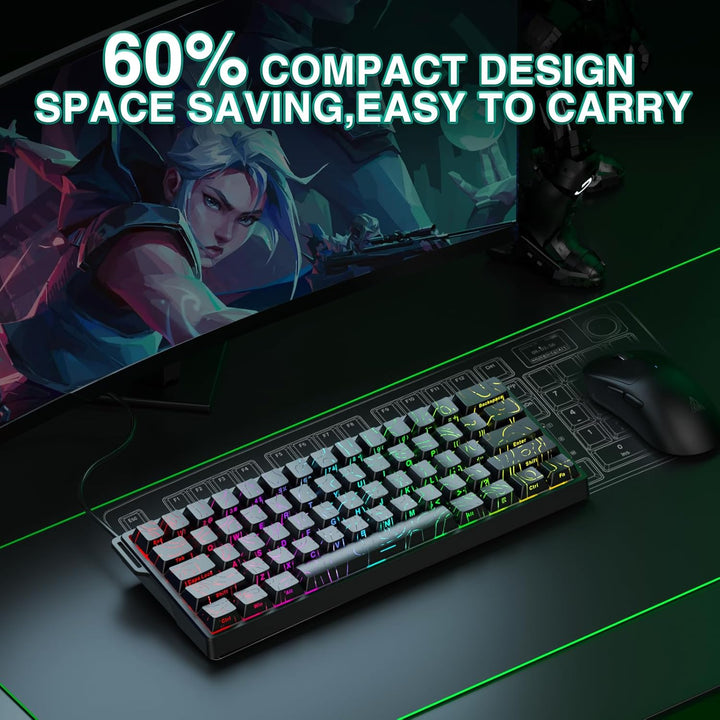 Aula WIN60 HE - Teclado mecánico 60% para juegos con cable, interru...