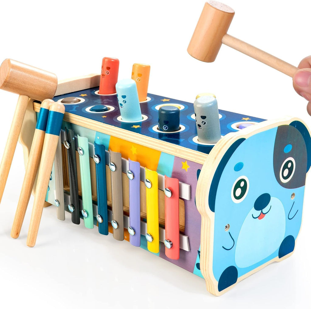 Juguetes Montessori de madera para martillar para niños de 1