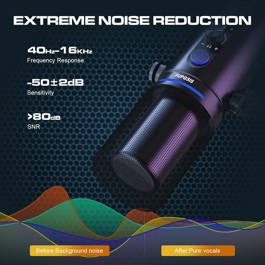 Micrófono dinámico para podcast PUPGSIS, micrófonos XLR\/USB para P...
