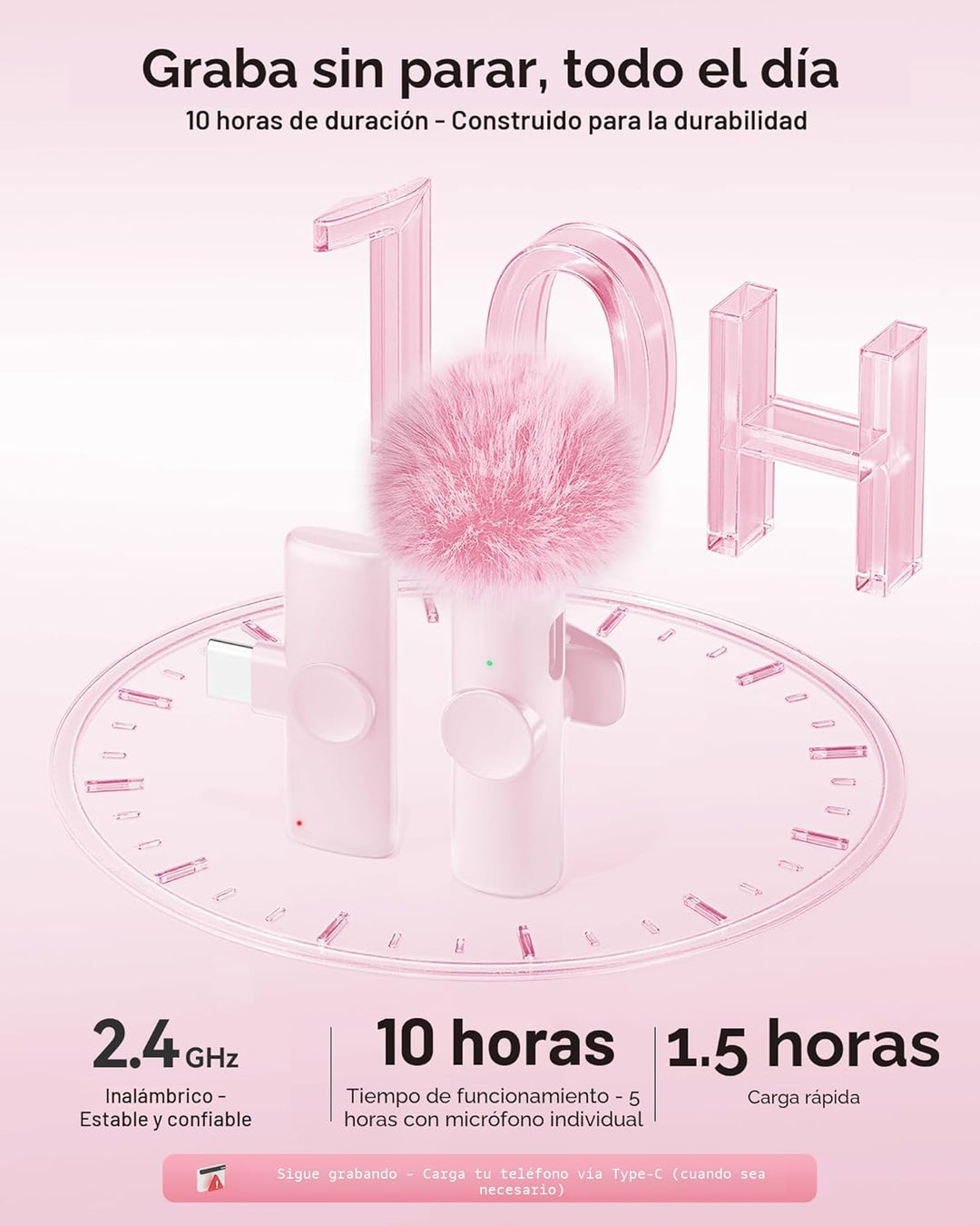 Micrófono inalámbrico para iPhone, iPad y teléfono Android, paquete...