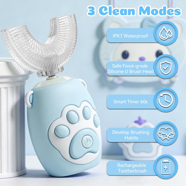 KAQINWX Cepillo de dientes eléctrico en forma de U para niños de 2...