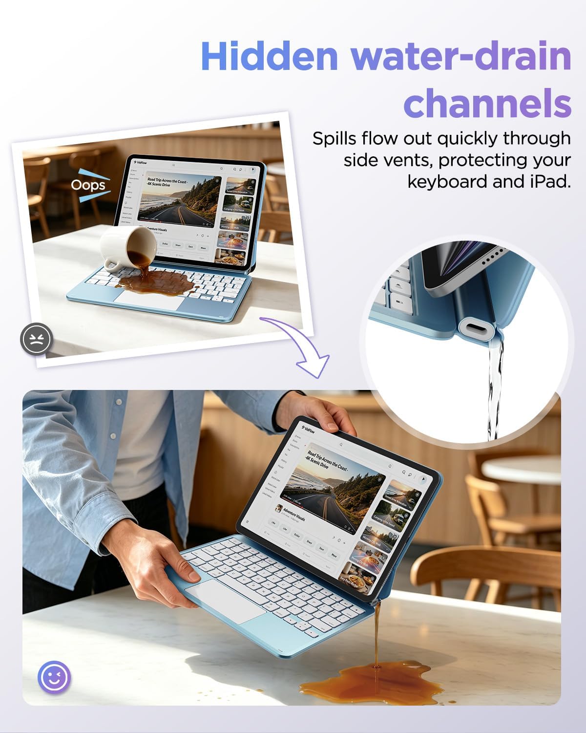 BOBOLEE Funda de teclado delgada de aluminio para iPad Air 11 / Pro de 11
