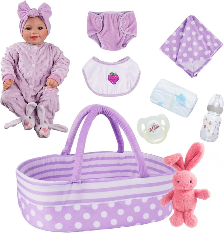 BABESIDE Muñecas de bebé Reborn realistas con moisés, cuerpo suave...
