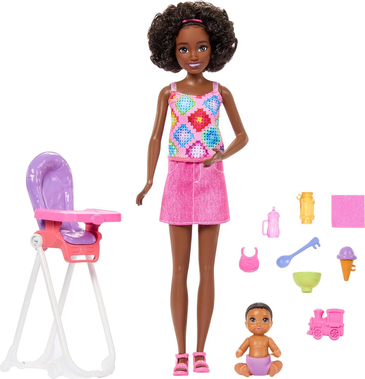 Barbie Skipper Babysitters, Inc. Juego con muñeca morena, muñeca mo...