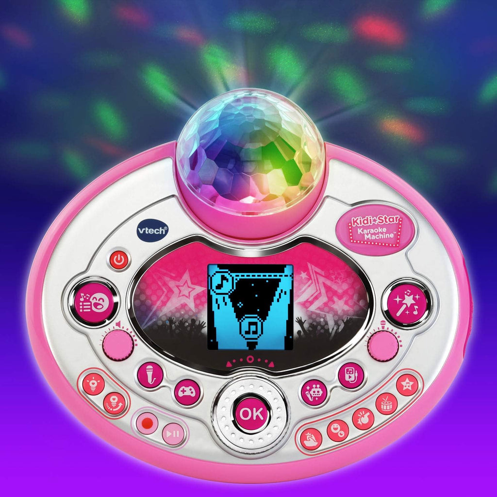 VTech Kidi Star - Máquina de karaoke de lujo, 2 micrófonos con adaptador de CA, color rosa