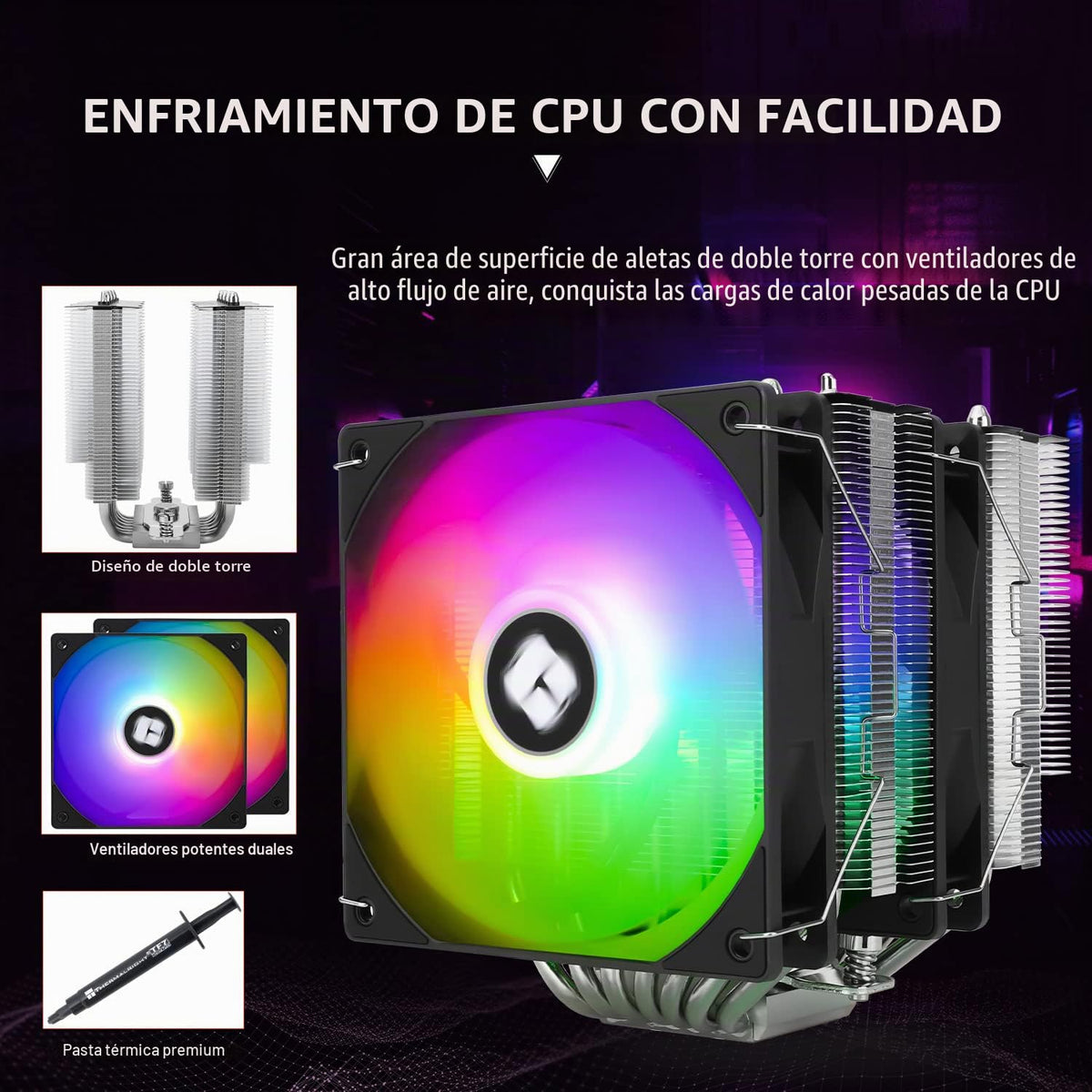 Thermalright Enfriador de aire para CPU PS120SE ARGB, enfriador de...