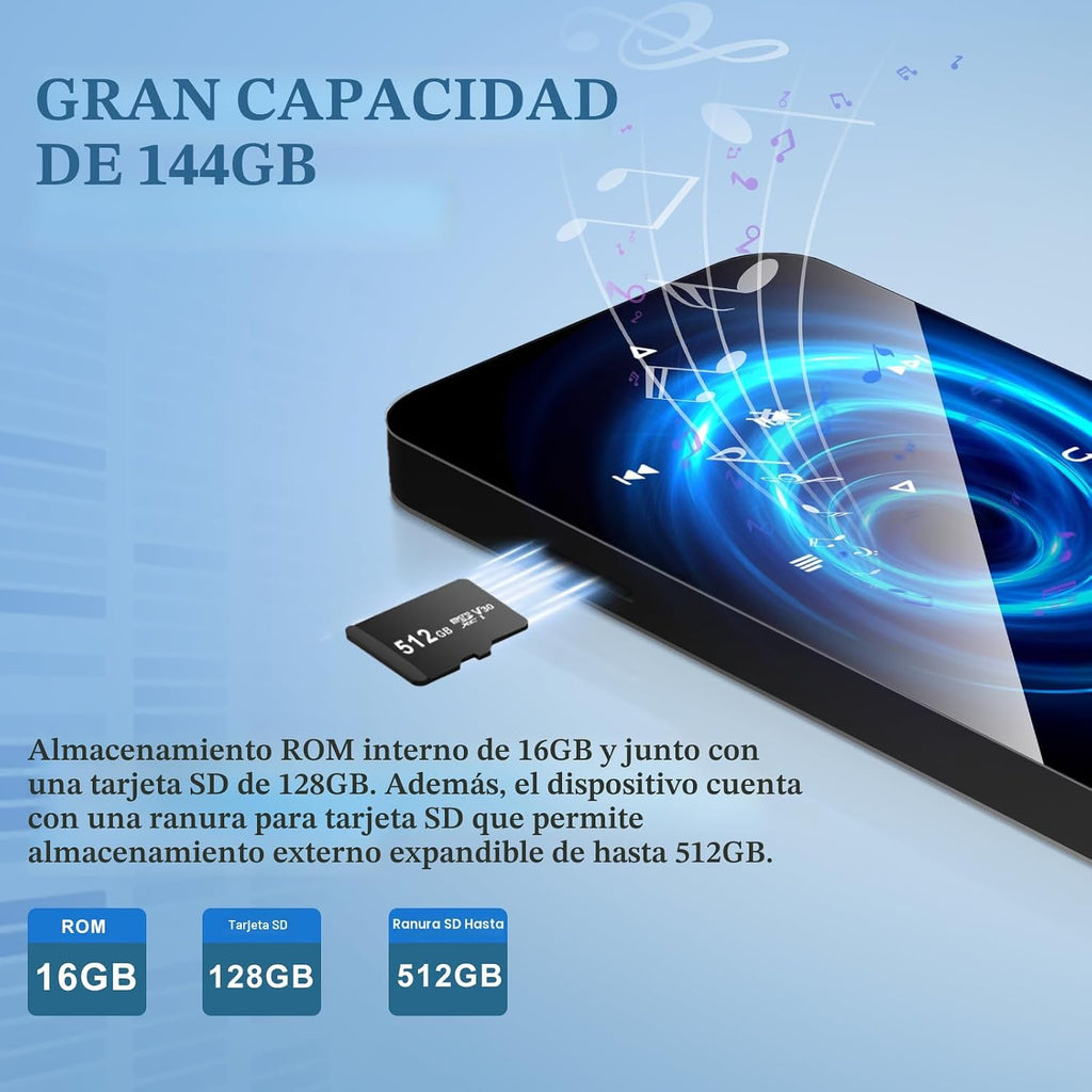 Reproductor MP3 de 144 GB con Bluetooth 5.2, auriculares incluidos (negro)